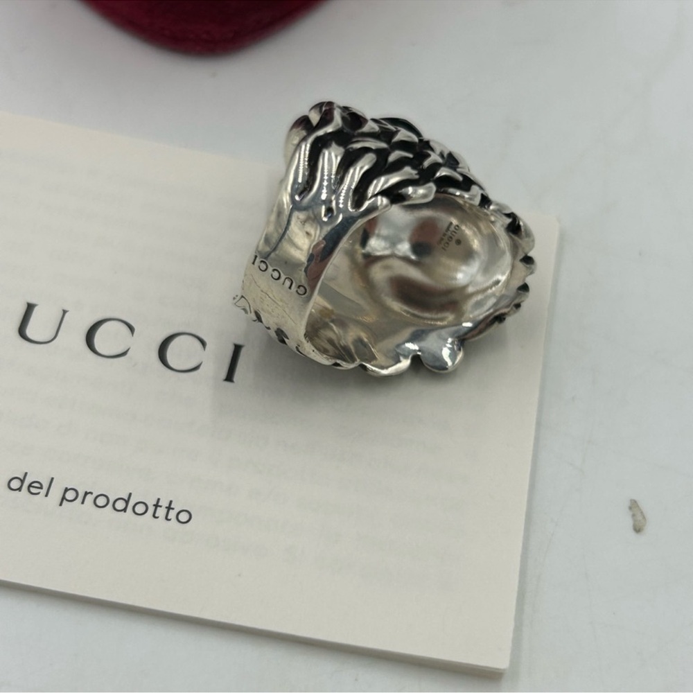 Women’s Gucci, Lionhead, motif sterling silver ring size 8/8.5 made in Italy - Picture 7 of 8